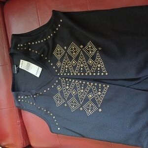 Buckle Daytrip Black Embellished Vest. Open Front, pewter& Silver embellishments